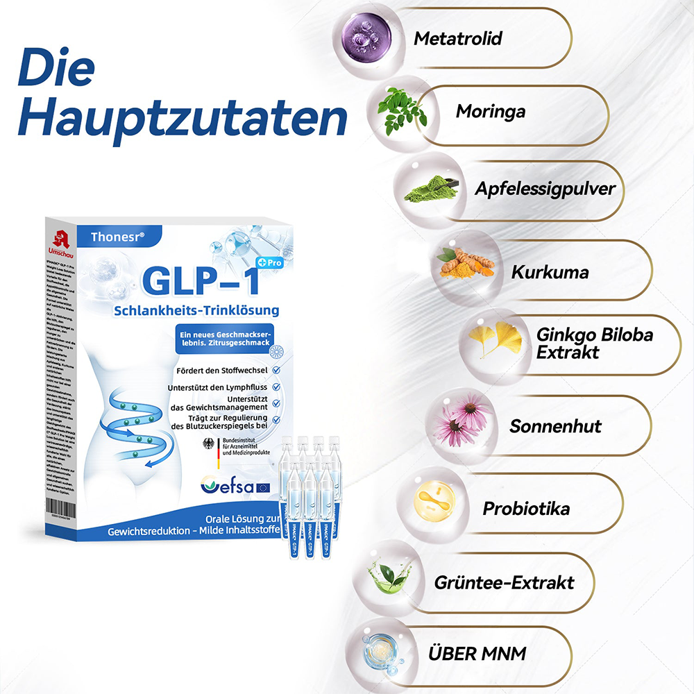 Thonesr® GLP-1 Pro Schlankheits-Trinklösung 7 Tage sichtbare Wirkung, keine Nebenwirkungen, geeignet für alle Altersgruppen 🌹